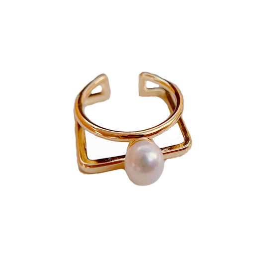 Personalized Pearl Double Layer Square Ring